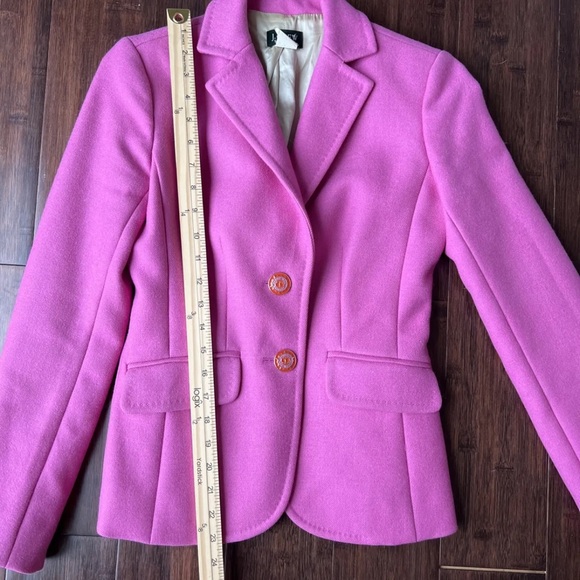 J Crew Lexington Thick Wool 2 Button Blazer Jacket Pink Size 0 Enameled Buttons - Picture 5 of 11